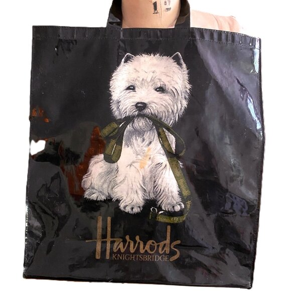 Harrods dog tote bag Knightsbridge vintage, black,  Westie dog - Picture 3 of 13